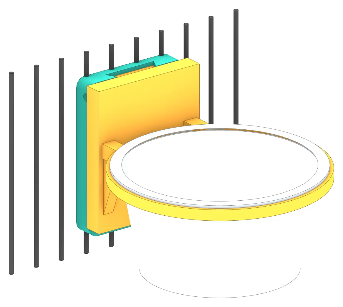 BH-1 bowl holder, assembled on a length of cage wire