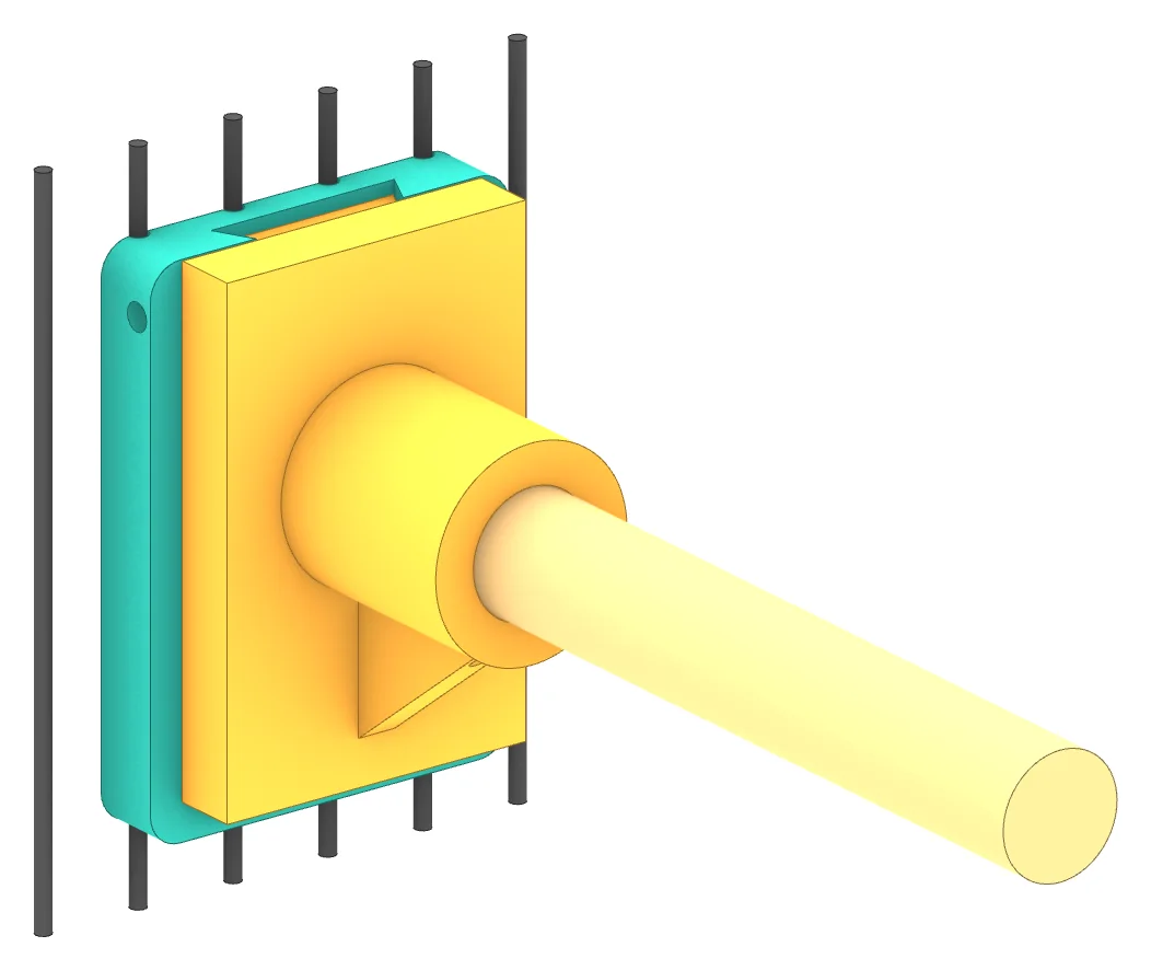 PH-1 dowel perch, assembled on a length of cage wire