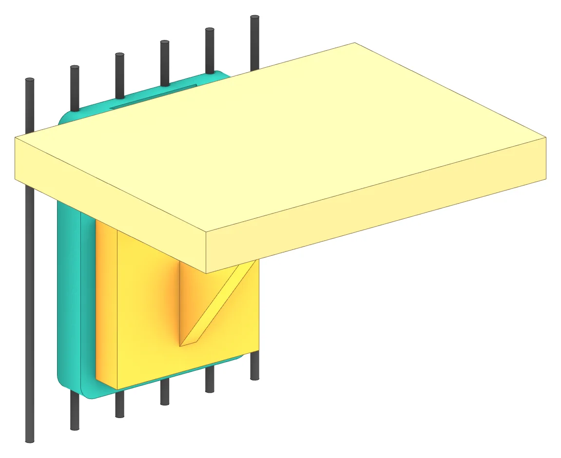 SB-1 shelf bracket, assembled on a length of cage wire