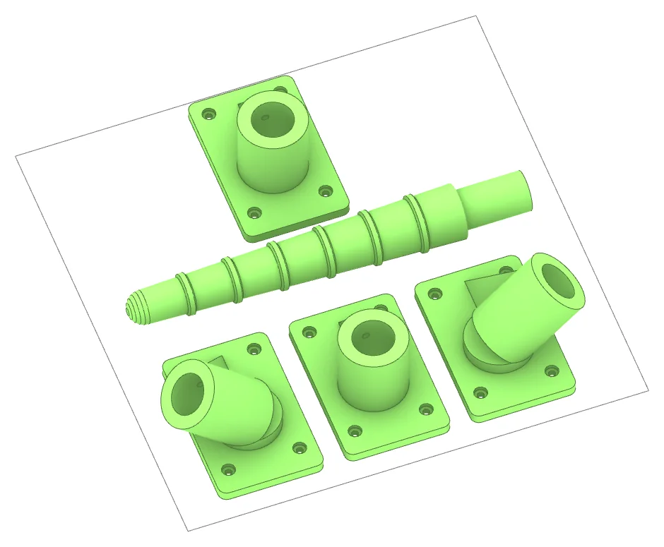 Print plate P3: perch, its parts laid out on the bed