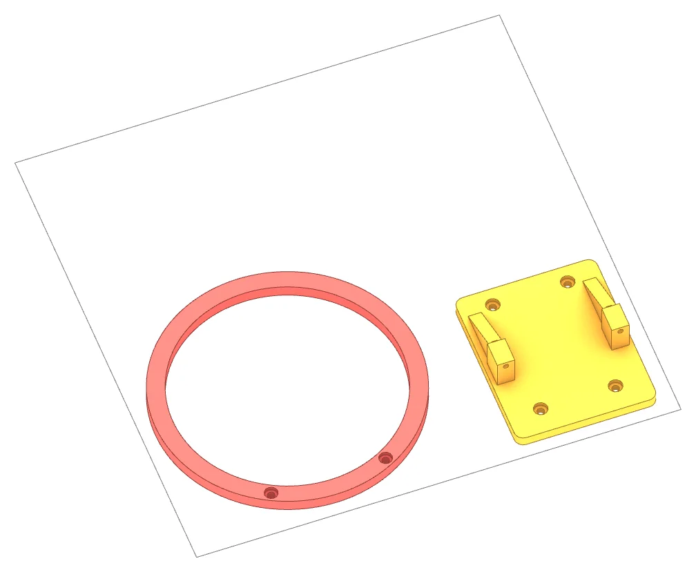 Print plate P4: feeding, its parts laid out on the bed