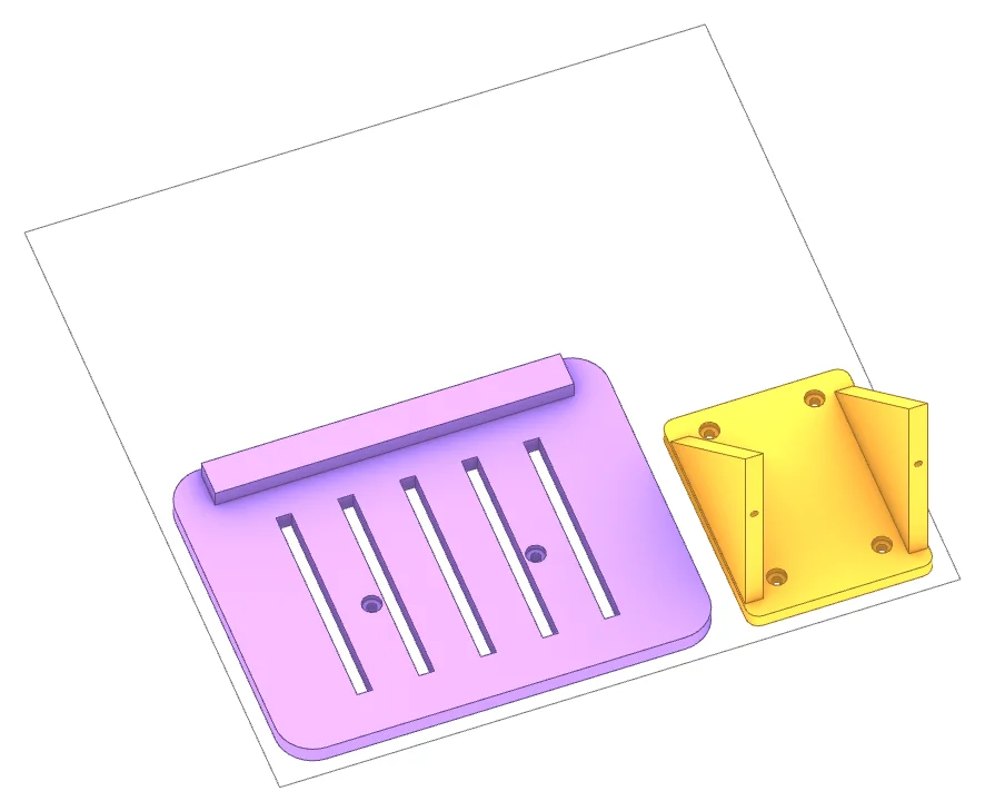 Print plate P5: platform, its parts laid out on the bed